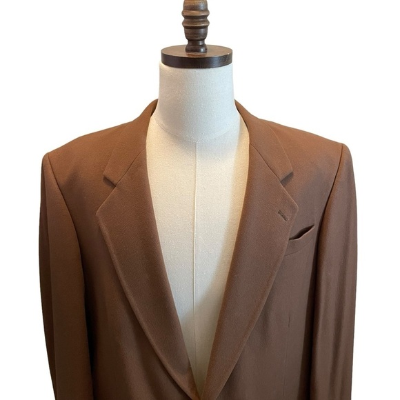 Oscar De La Renta Suit Blazer Jacket Wool Cashmere Brown Size 44L Business - Picture 2 of 12